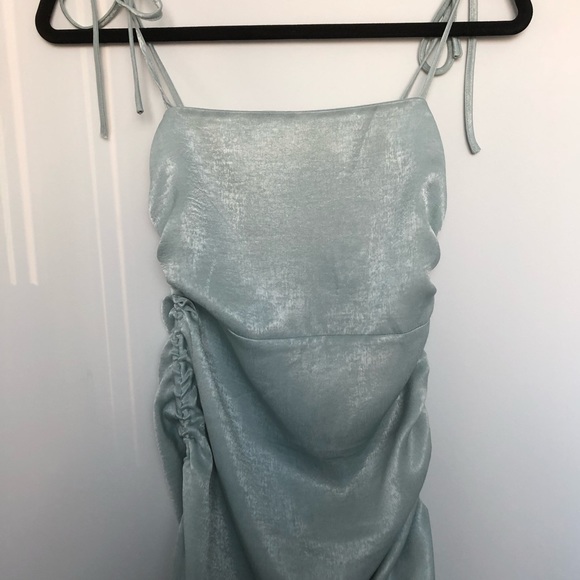 Nasty Gal The Ruche-ure is Ours satin mini dress. - Picture 3 of 4